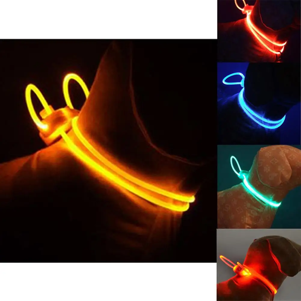 Pet Dog LED Light Collar Night Flashing Portable Safety Adjustable Traction Rope Necklace | Дом и сад