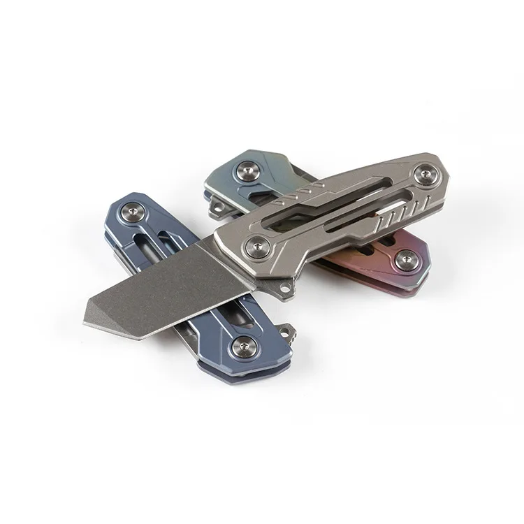 Freewolf 3 Handle Colors Mini Small Flipper Folding Knife D2 Stone Wash Tanto Blade TC4 Titanium Alloy H0123 | Инструменты