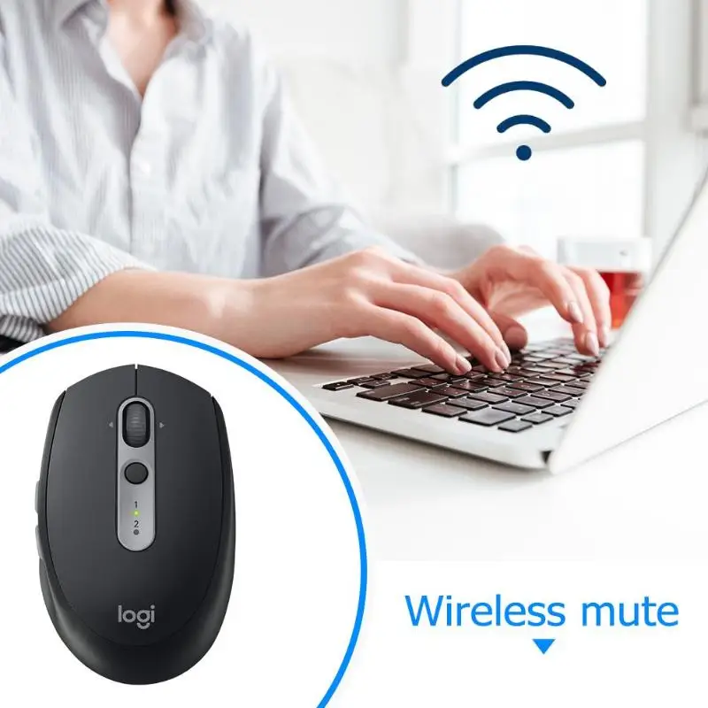 

Logitech M590 Mute Wireless Bluetooth Mouse Optical Silent Mice Dual Mode Nano Receiver Home Office Mouse for PC Computer Office