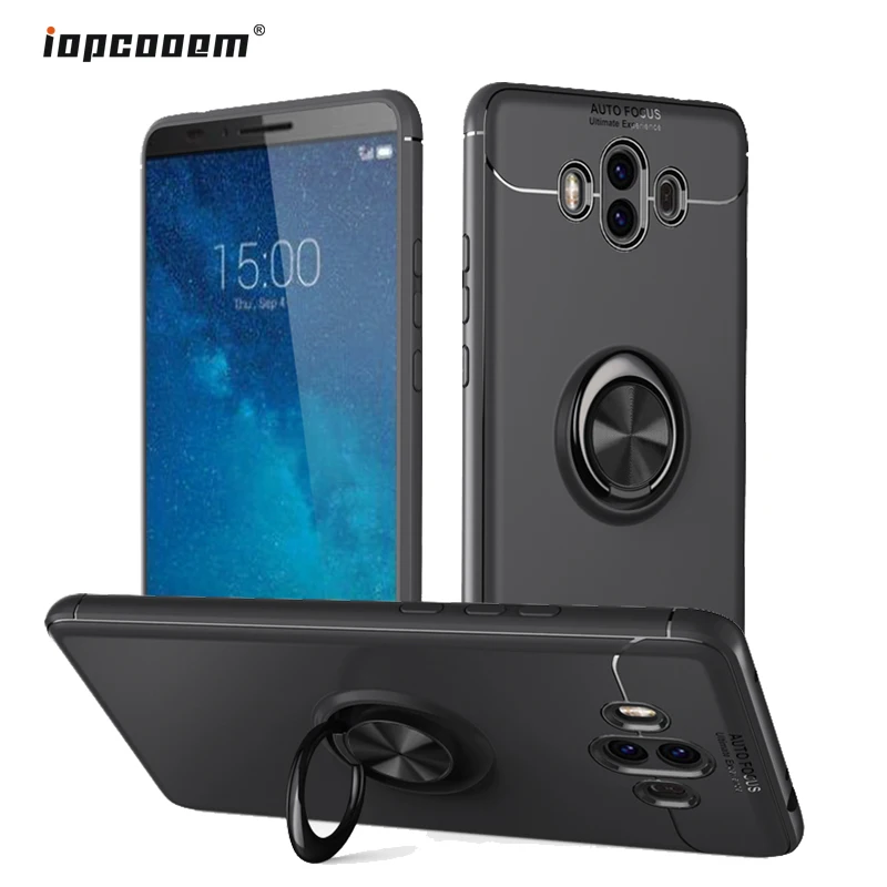 Чехол для Huawei Mate 10 Pro Armor палец кольцо магнитный держатель Мягкая силиконовая