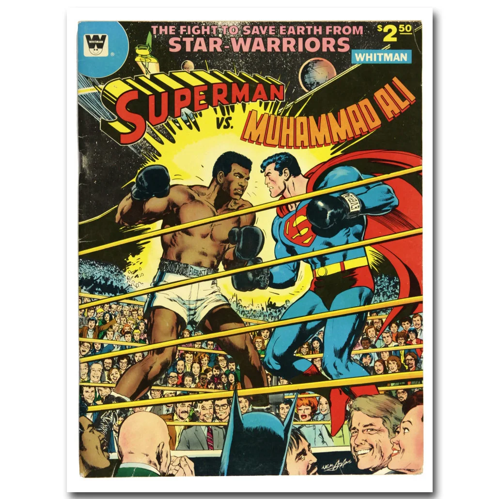 Мухамед Али Против Супермена супергерои из комиксов Шелковый постер с принтом