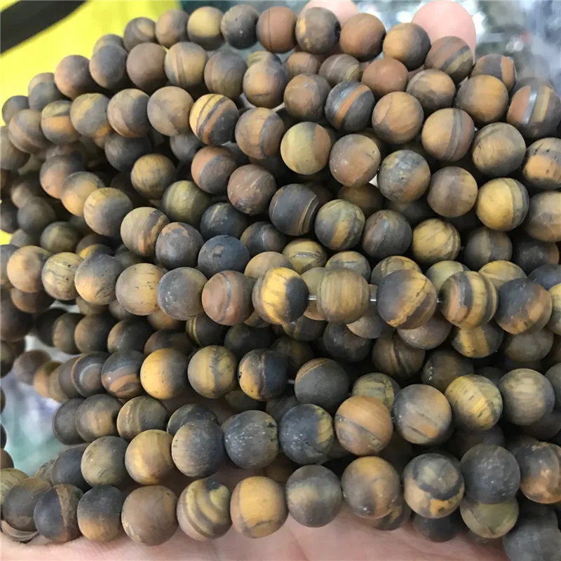 

Natural Tiger eye Beads Yellow Dull Polish Matte Stone Loose Smooth Gemstone Beads 6/8/10/12mm 15" For Women Jewelry Making