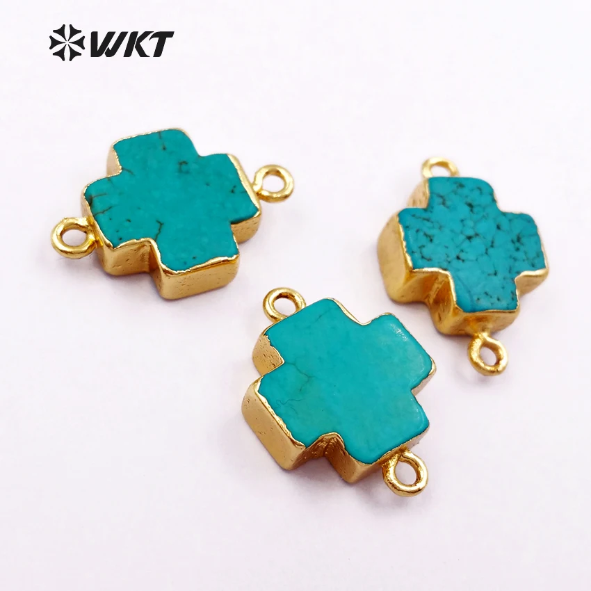 WT C150 WKT 5 шт. оптовая продажа подвеска из натурального камня Howlite двойная петля|cross