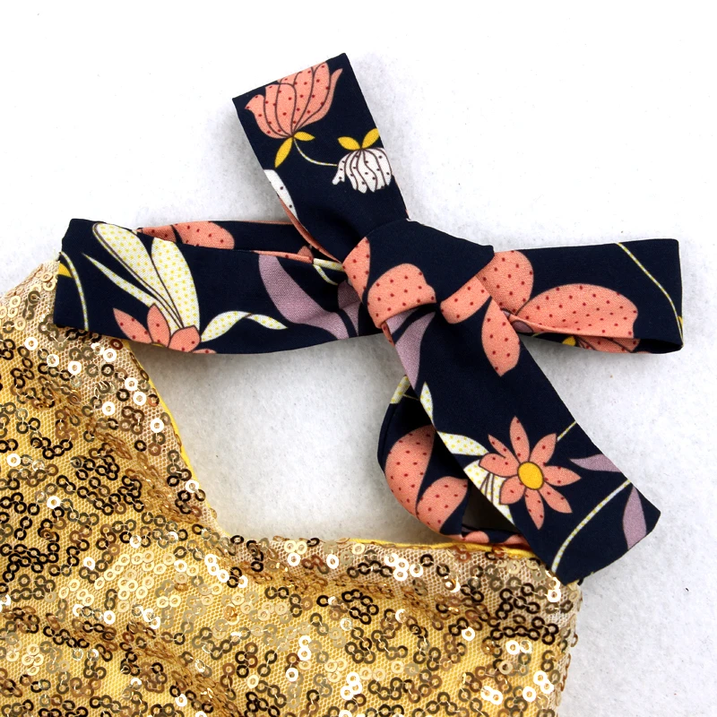 Модные детские платья принцессы комбинезон с цветочными блестками женские