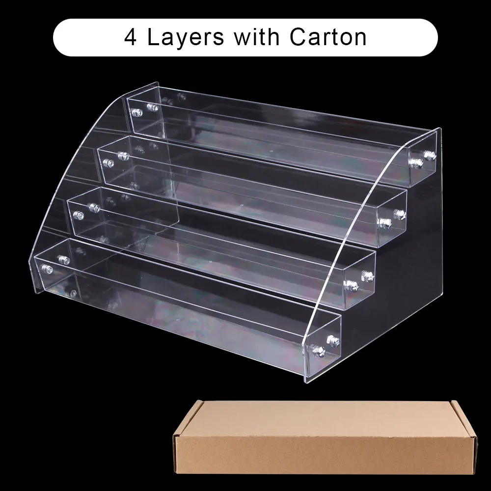 4 Layers with Carton От 1 до 7 ярусов лак для ногтей стойка акриловый держатель подставка настольное, для выставки подставка пластиковая коробка губная помада ящик-органайзер для хранения макияжа - Цвет: 4 Layers with Carton