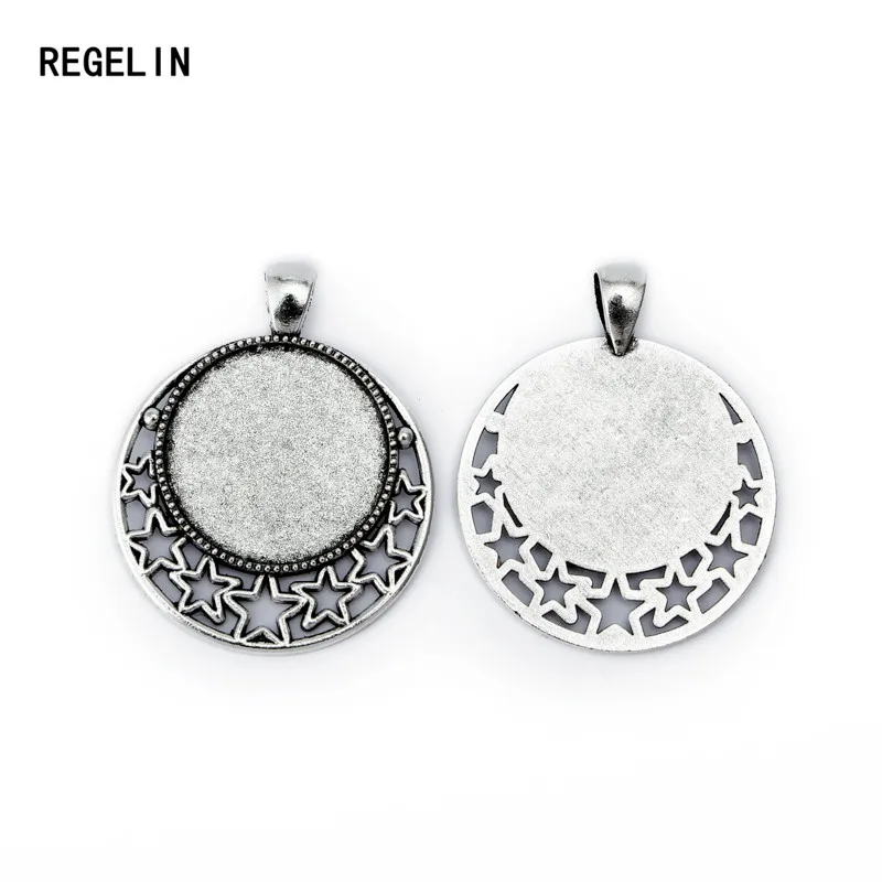 REGELIN Новые настройки подвесок кабошоны основы полые Луны Подвески рамки лотки подходит 25 мм стекло кабошон DIY ожерелье 10 шт.лот (art.: 7a5c2b218) - 7a5c2b218