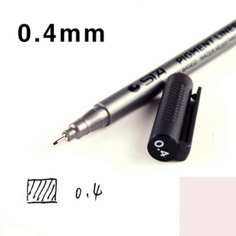 0.4mm 1 шт., фирменные ручки с крючками, перманентные ручки, маркеры для рисования, для рисования, краски, ручки для рисования, для студентов, школьные товары для рукоделия, 9 размеров - Цвет: 0.4mm