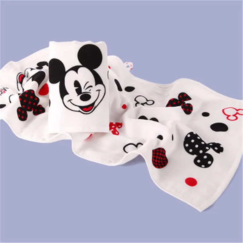 Disney Minnie Mickey/парное газовое полотенце с большим лицом 34x75 см 100% хлопок впитывающее