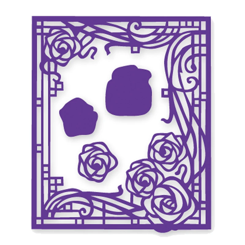 Новая роза прямоугольный фон для резки металла трафарет DIY скрапбукинга альбом