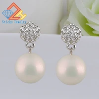 elegant white imitation pearl drop earrings with rhinestone wedding jewelry for women gifts