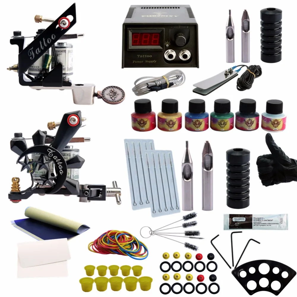Профессиональный набор для татуировок 2 пигментных пигментов с черными