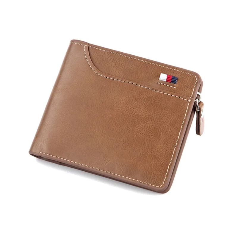 PJ-01 Brown Мужской короткий кошелек ретро повседневный кросс-сумка для карт Многофункциональный кошелек сумка на молнии кожаный кошелек - Цвет: PJ-01 Brown