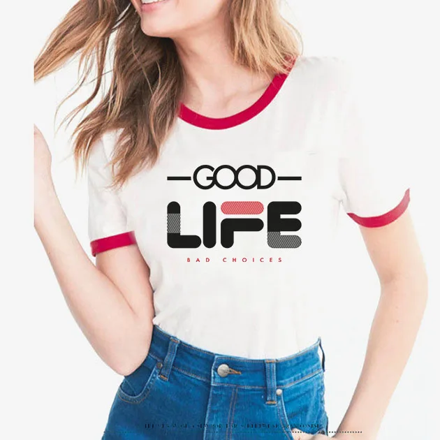 Женская Винтажная Футболка Good Life хлопковая Базовая футболка с коротким рукавом и