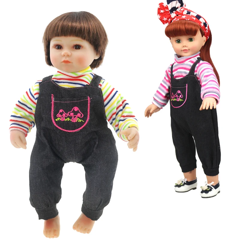 Baby jeans Jumpsuit 18 inch stripes change jacket 43 cm long sleeve baby doll clothes boys and girls toys | Игрушки и хобби