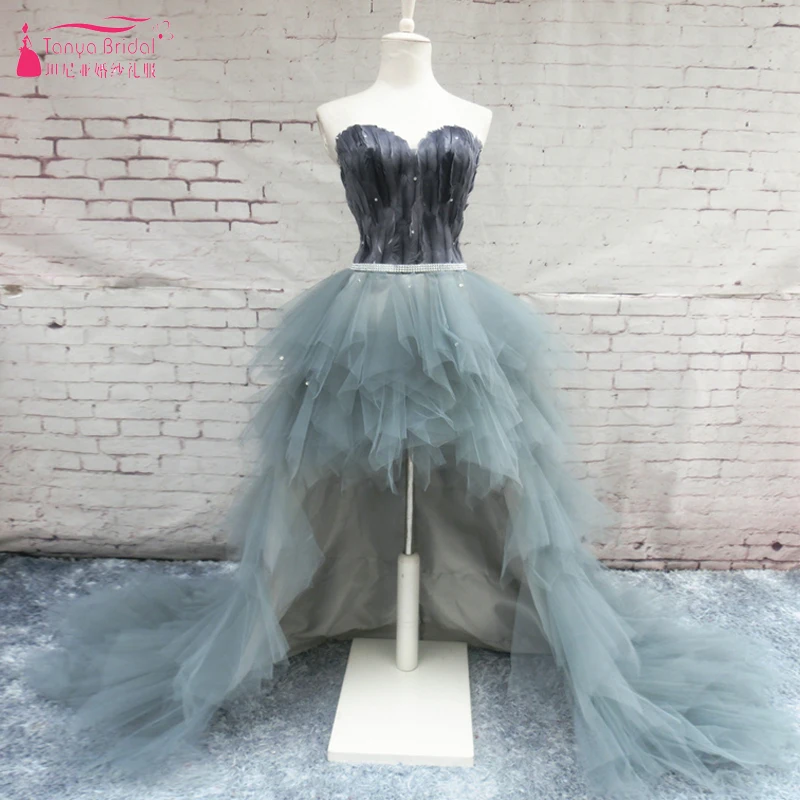 

High Low Homecoming Dresses Feather Tulle Elegant Special Occasion Gowns Ruffles Graduation Gowns ZHM021