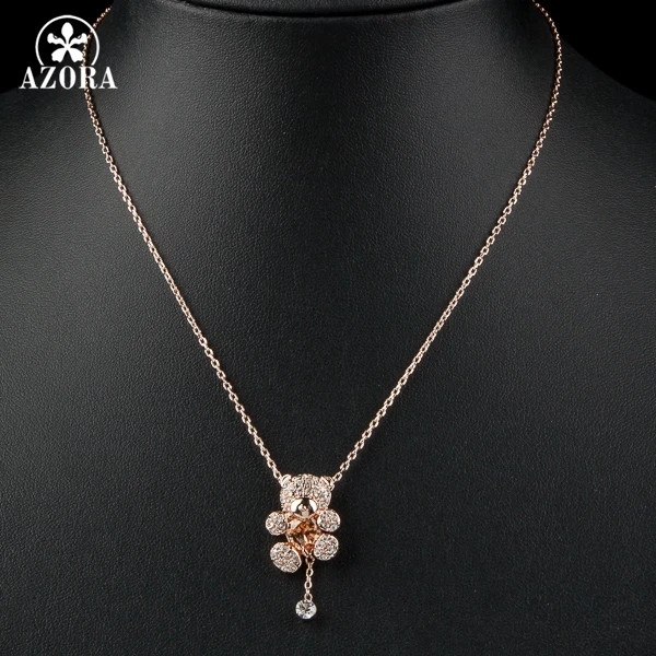 AZORA красивая девушка Роза Стразы золотого цвета и сердце в форме циркония Мишка