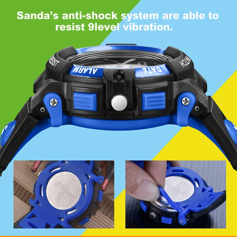 Детские спортивные часы детский будильник SANDA светодиодные цифровые кварцевые