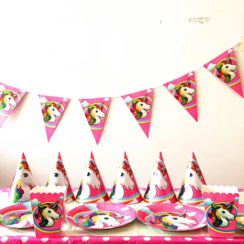 24 шт./лот тарелки с единорогом чашки для детей товары дня рождения дизайнерские