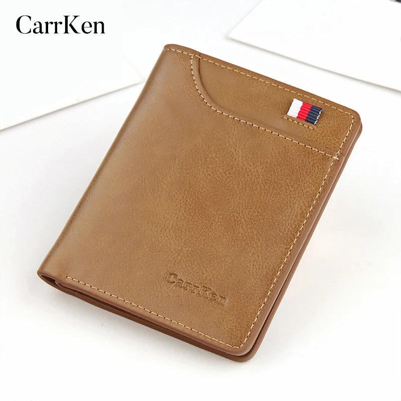 CarrKen Винтажный Мужской кожаный брендовый роскошный бумажник короткие тонкие