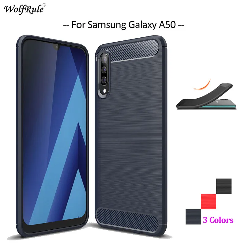 

Чехол для Samsung Galaxy A50, ТПУ, углеродное волокно