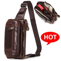 kavis vintage 100 cowhide genuine leather men waist bag male packs belt loops chest bag mobile phone holder pouch male purse