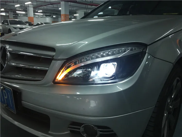 2 шт., автомобильный Стайлинг для Benz W204, фары 2007-2011 C180 C200 C260, светодиодные фары drl H7 hid, биксеноновые линзы ближнего света