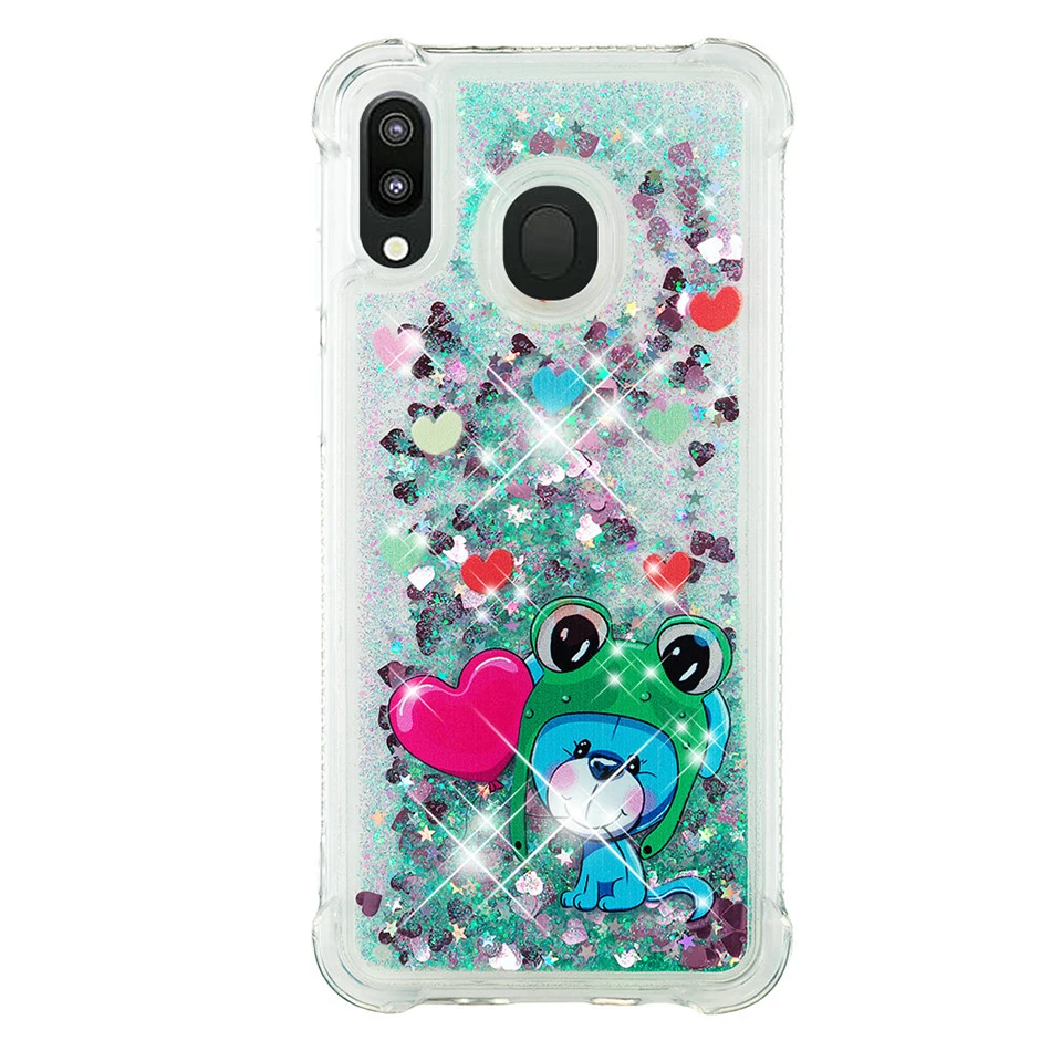 Frog Блестками Жидкий чехол для samsung Galaxy M20 M10 A10 S10E S10 S9 J4 J6 плюс A7 A750 J400 J600 Note 9 зыбучие пески чехол - Цвет: Frog