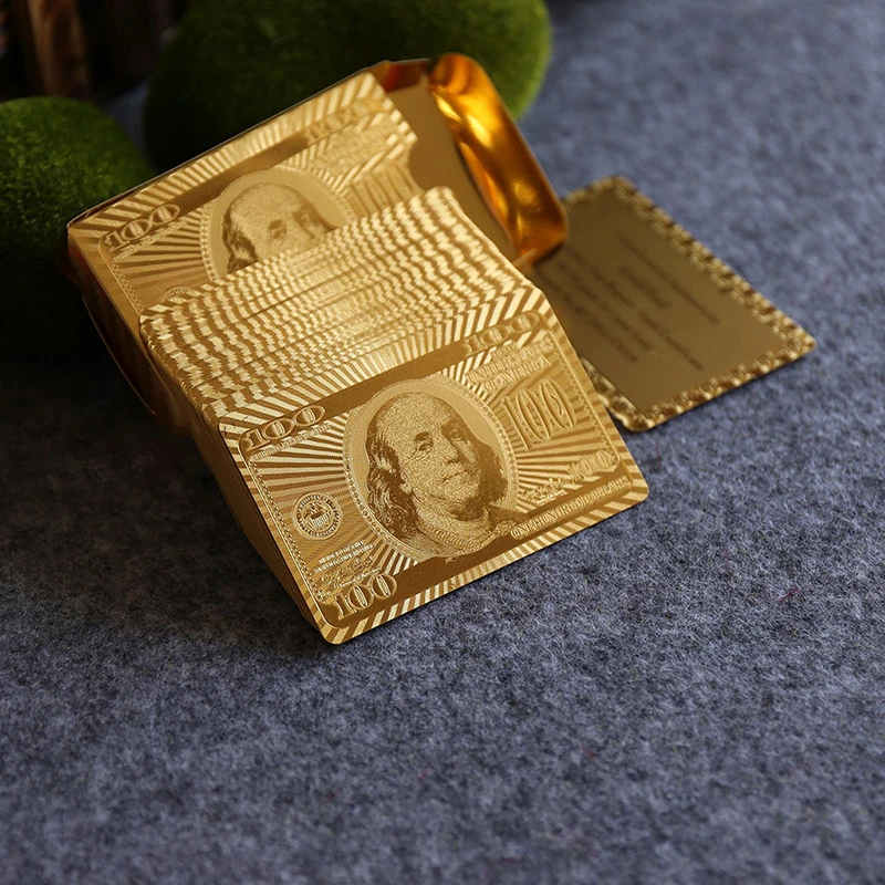Золотая игральная карта колода волшебный трюк 24K золотой покер пластиковый набор