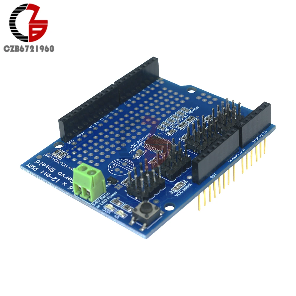 PCA9685 16 канальная 12 битная плата сервопривода PWM щит модуль драйвера двигателя