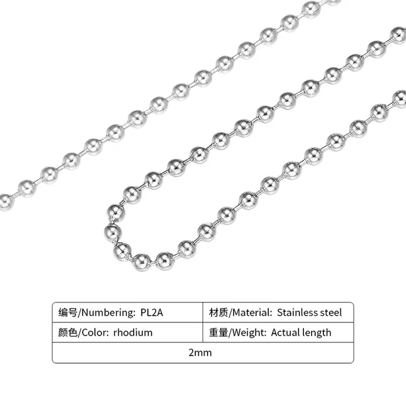 ZHUKOU 3dollars/1m Stainless Steel chain women Necklace Accessories for Jewelry 2mm width handmade Bracelet jewelry making | Украшения и