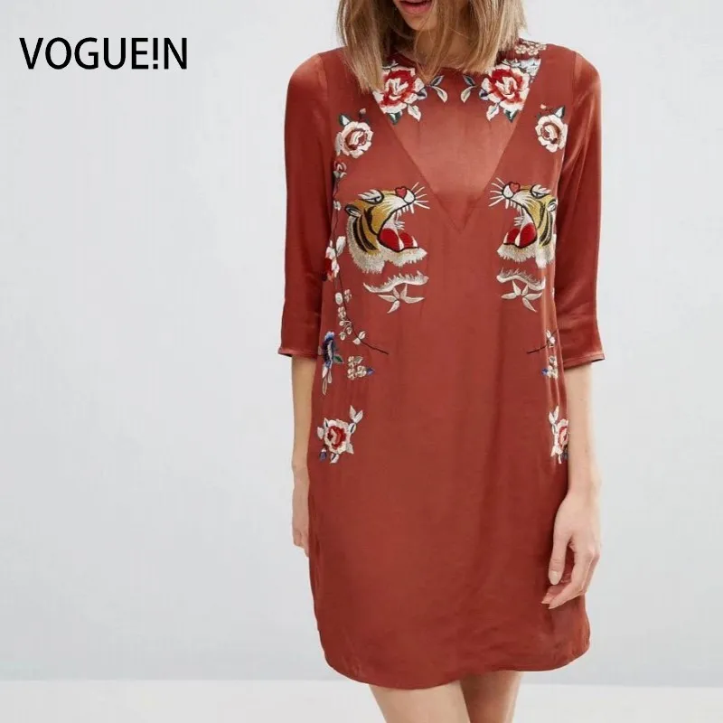 VOGUE! N Новое Женское Платье премиум класса с цветочной вышивкой и коротким рукавом