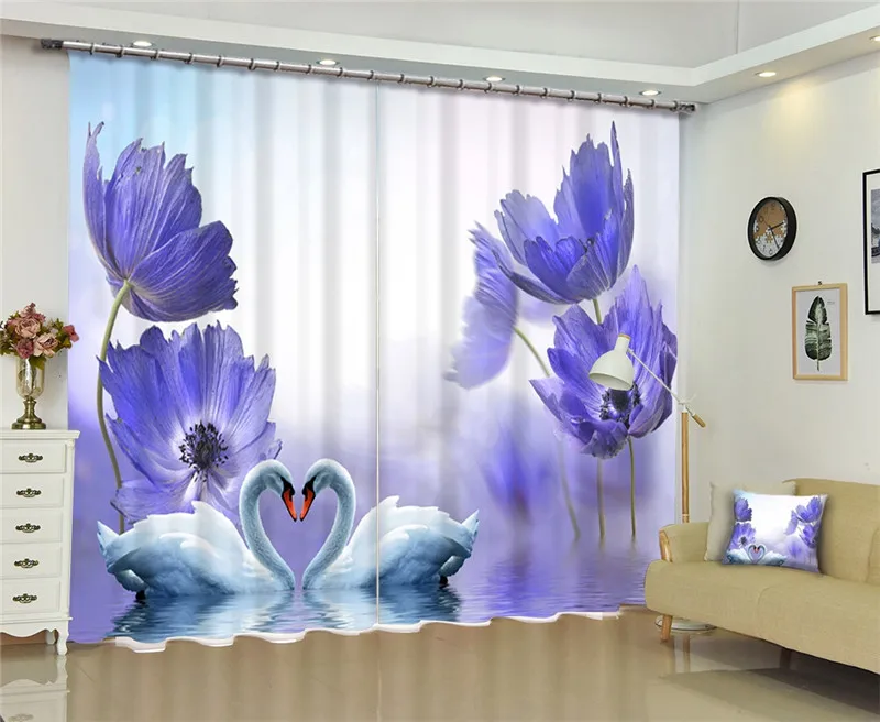 

Luxury Beautiful lily 3D Blackout Window Curtains For Living room Bedding room Drapes Cotinas para sala Christmas Decorative