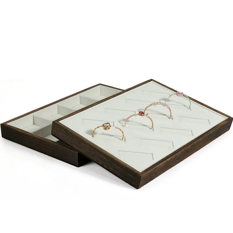 Поднос из цельной древесины флисовый поднос для демонстрации ювелирных изделий