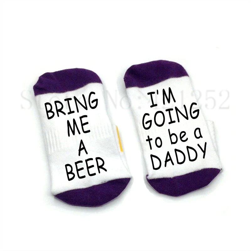 Носки с надписью Bring me a beer I'm to be daddy хлопковые эластичные удобные носки унисекс