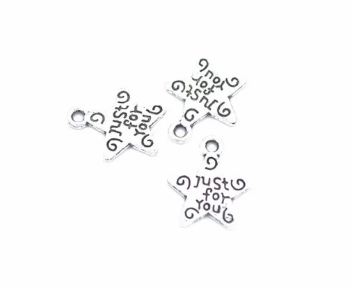 

200pcs Charm star just for you pendants 14*12mm 0.5g Antique silver bronze Handmade Jewelry Making DIY Supplies European Alloy