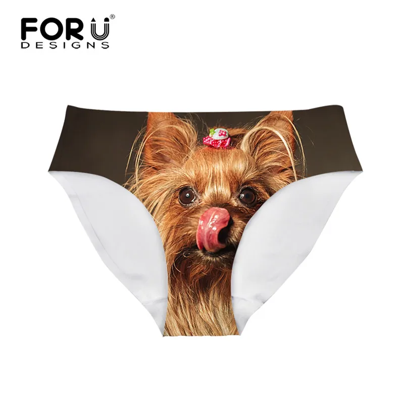 Бренд FORUDESIGNS дизайнерское женское Бесшовное нижнее белье Kawaii yerkшир Terrier узорные