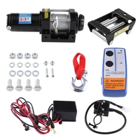 4000lb electric winch dc 12v steel cable powerful winch quad bike atv boat wincher tool 4 way roller hook sets