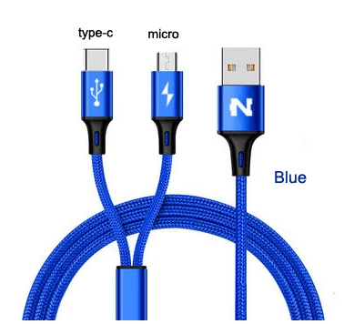 NOHON Micro 8-контактный usb-кабель типа C для iPhone 7, 6, 6S Plus, 5, 5S, iOS, 10, 9, 8, samsung, Android Phone, 2 в 1, usb-кабели для синхронизации данных - Цвет: typeC ad micro Blue