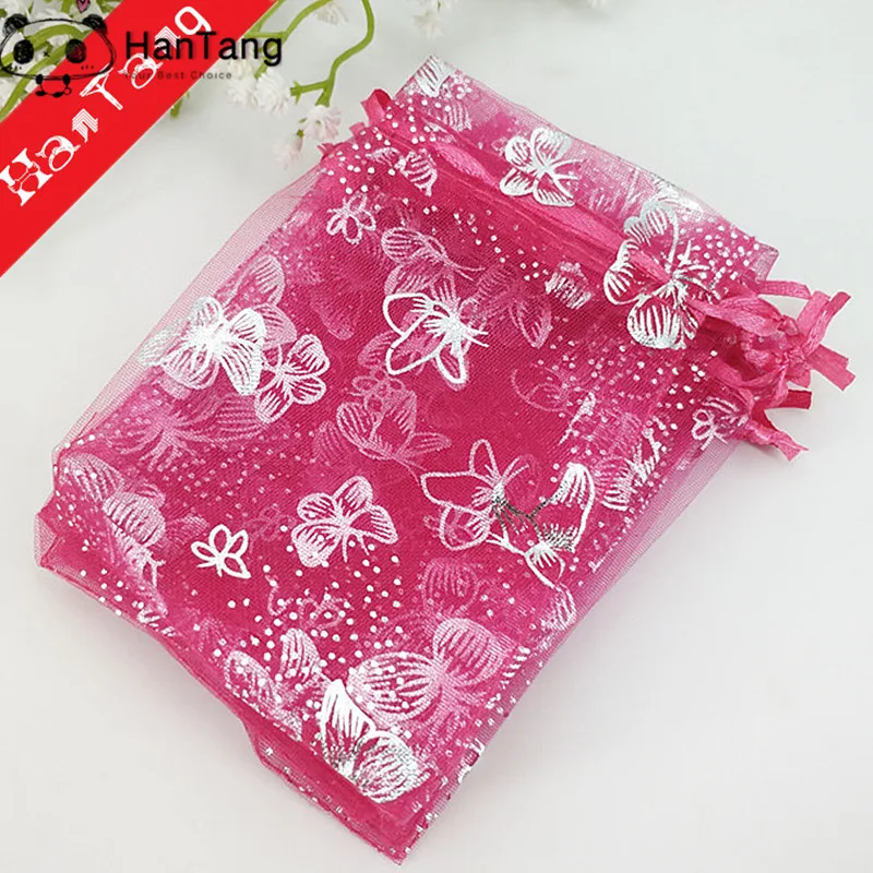 50pcs Bronzing 7x9 9x12 11x16CM Organza Gift Bag Jewelry Packaging Bags Wedding Party Decoration Drawable Sachet Pouches 5Z | Дом и сад