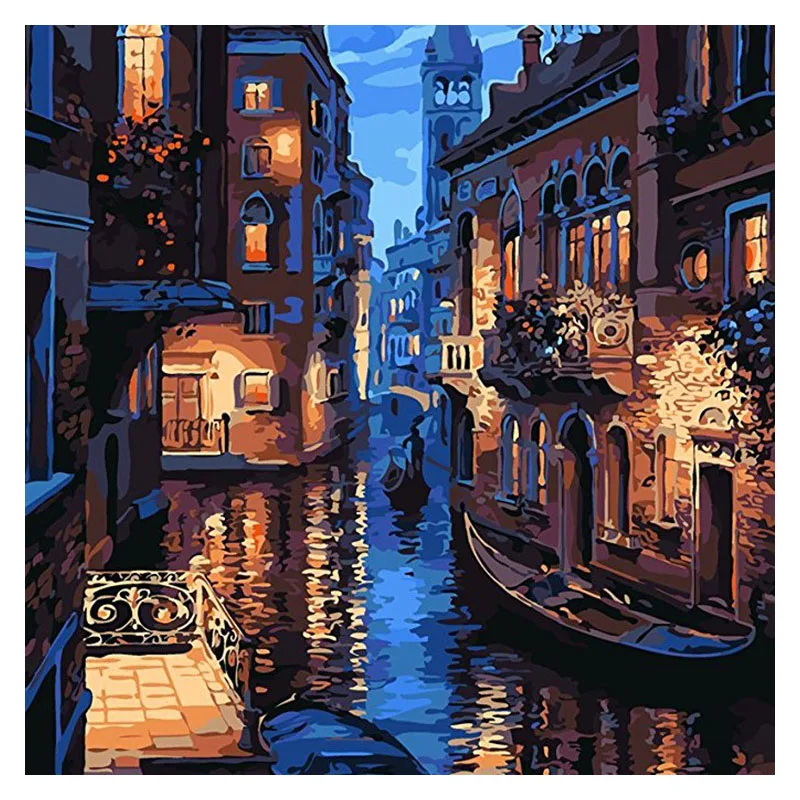 5D DIY Diamond Painting Water City Cross Stitch Full Round Embroidery Mosaic Pictures Home Decor | Дом и сад