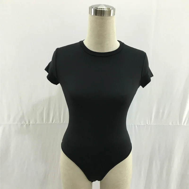 Женское облегающее боди с коротким рукавом и круглым вырезом осень 2020|sleeve