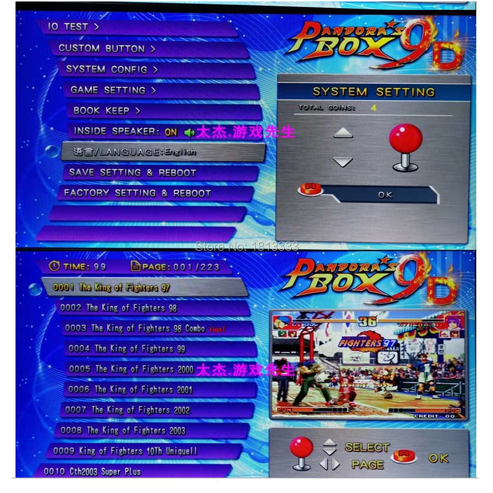 Pandora 9D 2222 IN 1 2500 In 1 Arcade Game Board Jamma Arcade Joystick Motherboard RetroArcade cartridge English / Korean