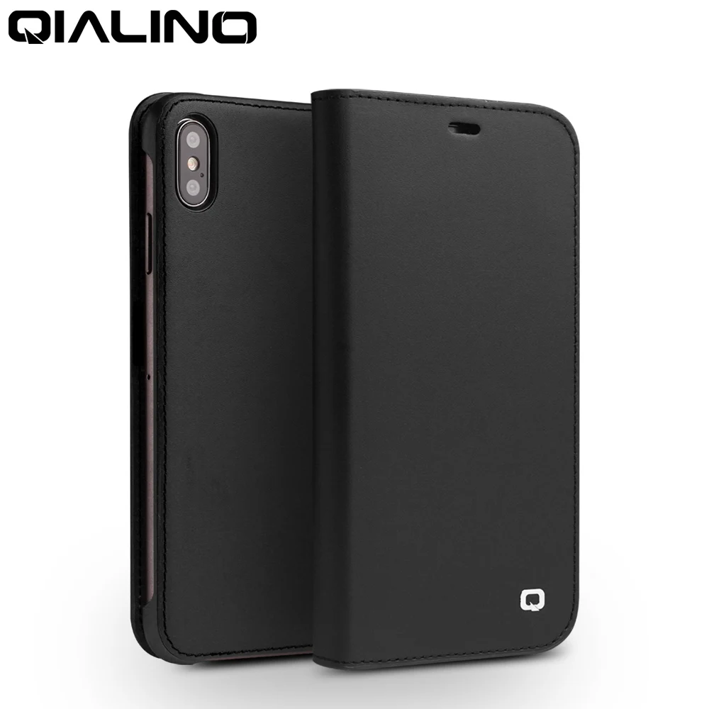 

QIALINO модный флип-чехол из натуральной кожи для Apple iphone XS/XR, Стильный чехол для телефона ручной работы с отделениями для карт для iphone XS MAX
