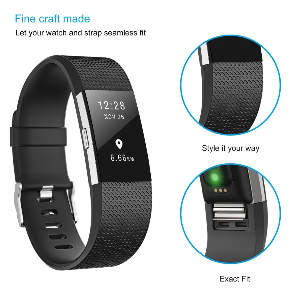 Ремешок для часов браслета Fitbit Charge 2 силиконовый спортивный браслет сменный