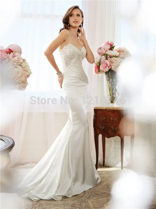 Charming Strapless Sweetheart Applique Lace-up Mermaid Wedding Dress 2015 New Arrivals | Свадьбы и торжества
