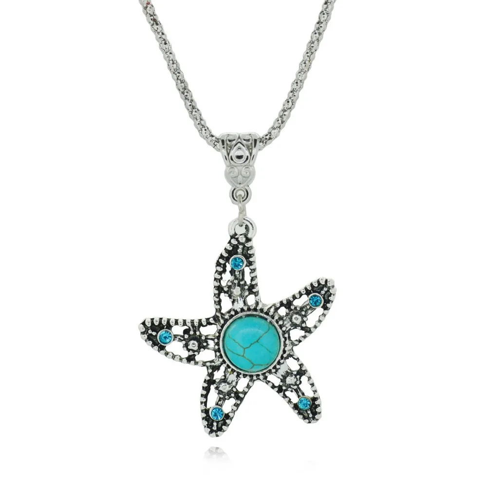 Абсолютно новое милое ожерелье с пятиконечной звездой тибетское серебряное