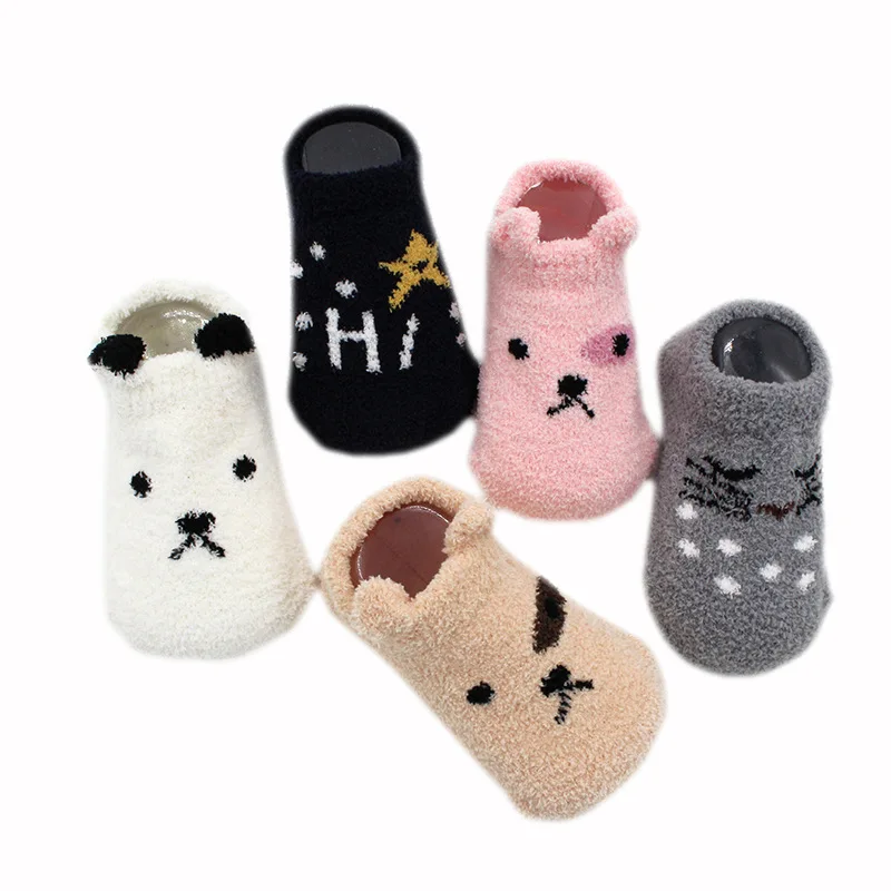 Winter Baby Socks with Rubber Sole Non-slip Coral Fleece Toddler Boy Girls Floor Infant Clothing Accessories Thicken | Детская одежда и