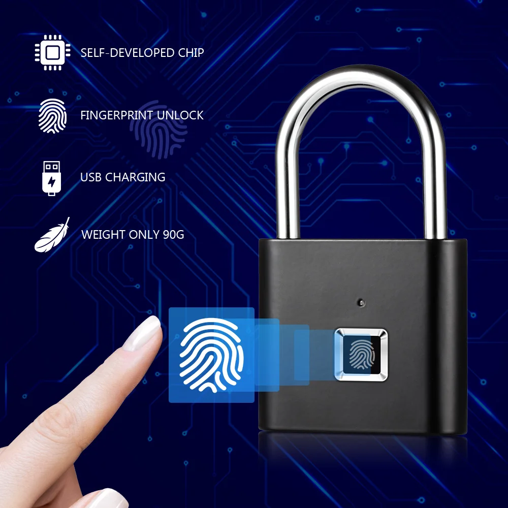 2020 новых отпечатков пальцев умный замок USB Перезаряжаемые без ключа