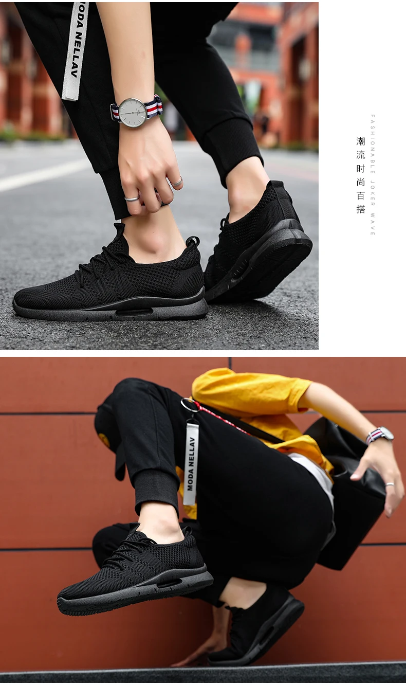 Men Tennis Shoes Lace Up Men Sport Shoes Breathable Mesh Sneakers Tenis Hombre Man Shoes Chaussures Homme Black Trainers cheap