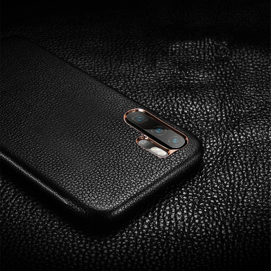 Задняя крышка XOOMZ из натуральной кожи для Huawei P30 Pro воловьей с узором Личи чехол |